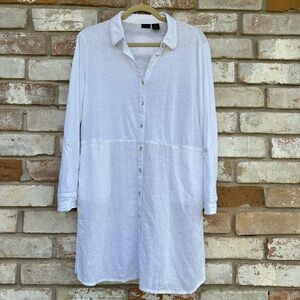 Tahari Linen/Cotton Tunic with Roll-up Sleeves